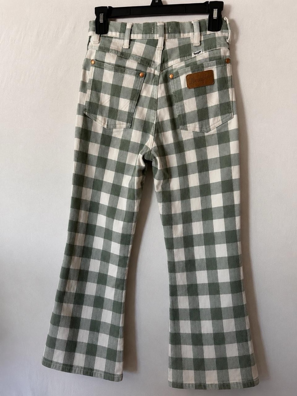Wrangler Green and White Gingham High-Waist kick flare jeans - Picture 7 of 7